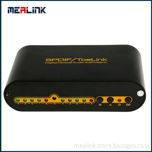 4 in 2 out 4X2 Spdif/Toslink Digital Optical Audio Matrix+Remote Control
